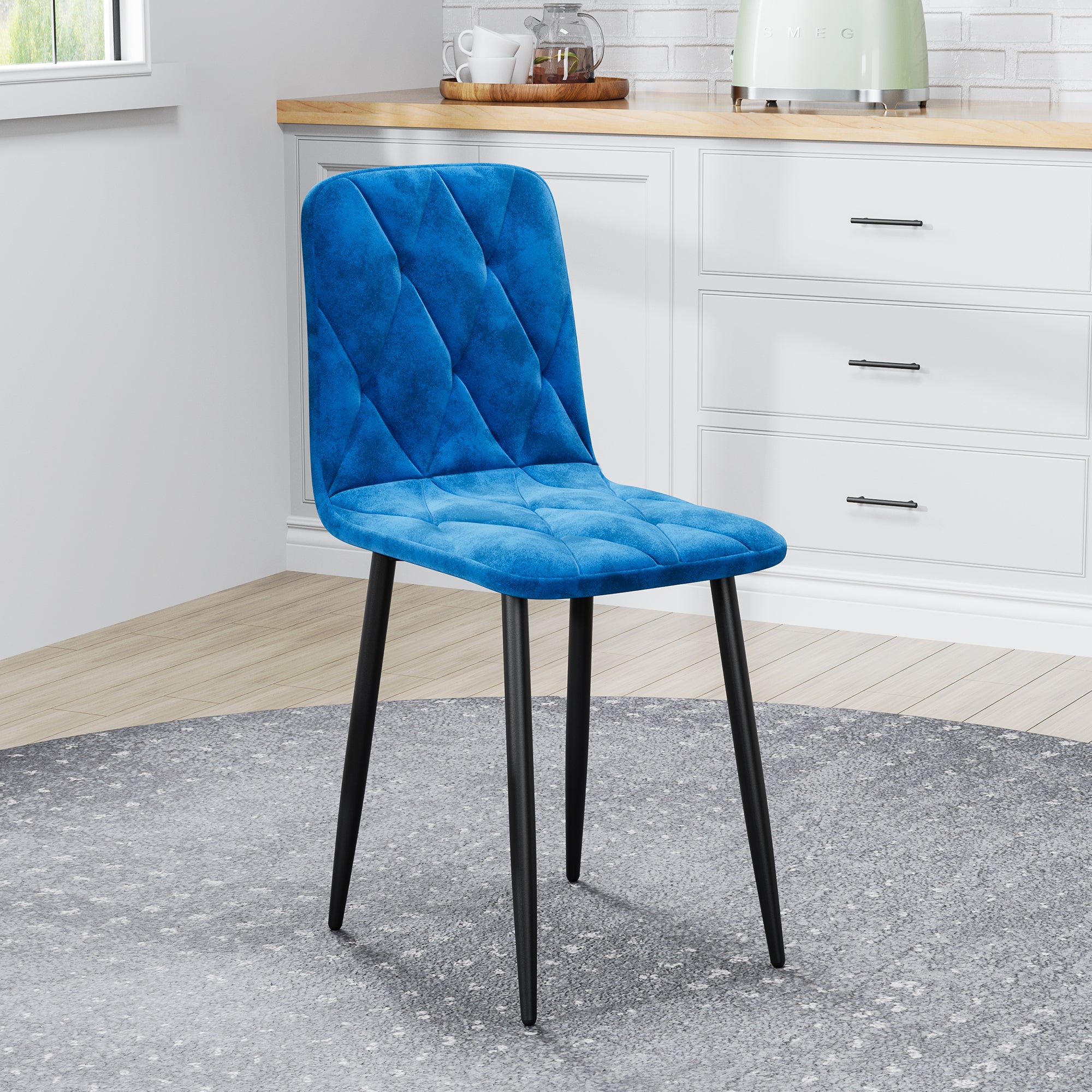 HAOYYE Dining Chairs Set of 4, Modern Kitchen Dining Room Chairs, Velvet Dining Chair Upholstered Cushion Seat and Sturdy Metal Legs Space-Saving Heavy Duty Modern Design Adults Dorm Room Easy Assembly