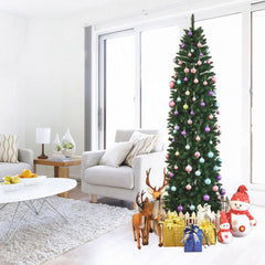 HAOYYE Green Artificial Christmas Tree 7FT Full Lifelike Pine Tree with 290 Branches, Unlit DIY Decoration for Home and Office, Sturdy PVC Material, Easy Setup, Realistic Look for Holiday Festive Décor