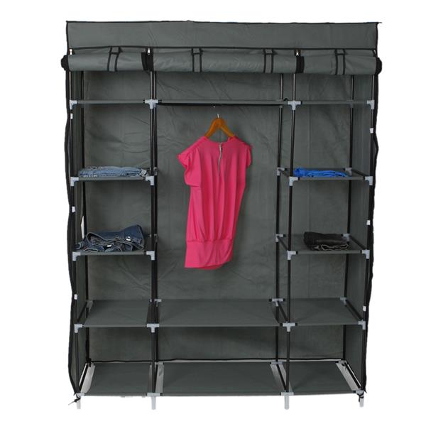 HAOYYE 5-Layer 12-Compartment Non-woven Fabric Wardrobe, Portable Closet in Gray, Durable Space-Saving Organizer, Modern Design, Versatile Storage Solution for Clothes, Shoes, and Accessories, Premium Quality, Stylish Look