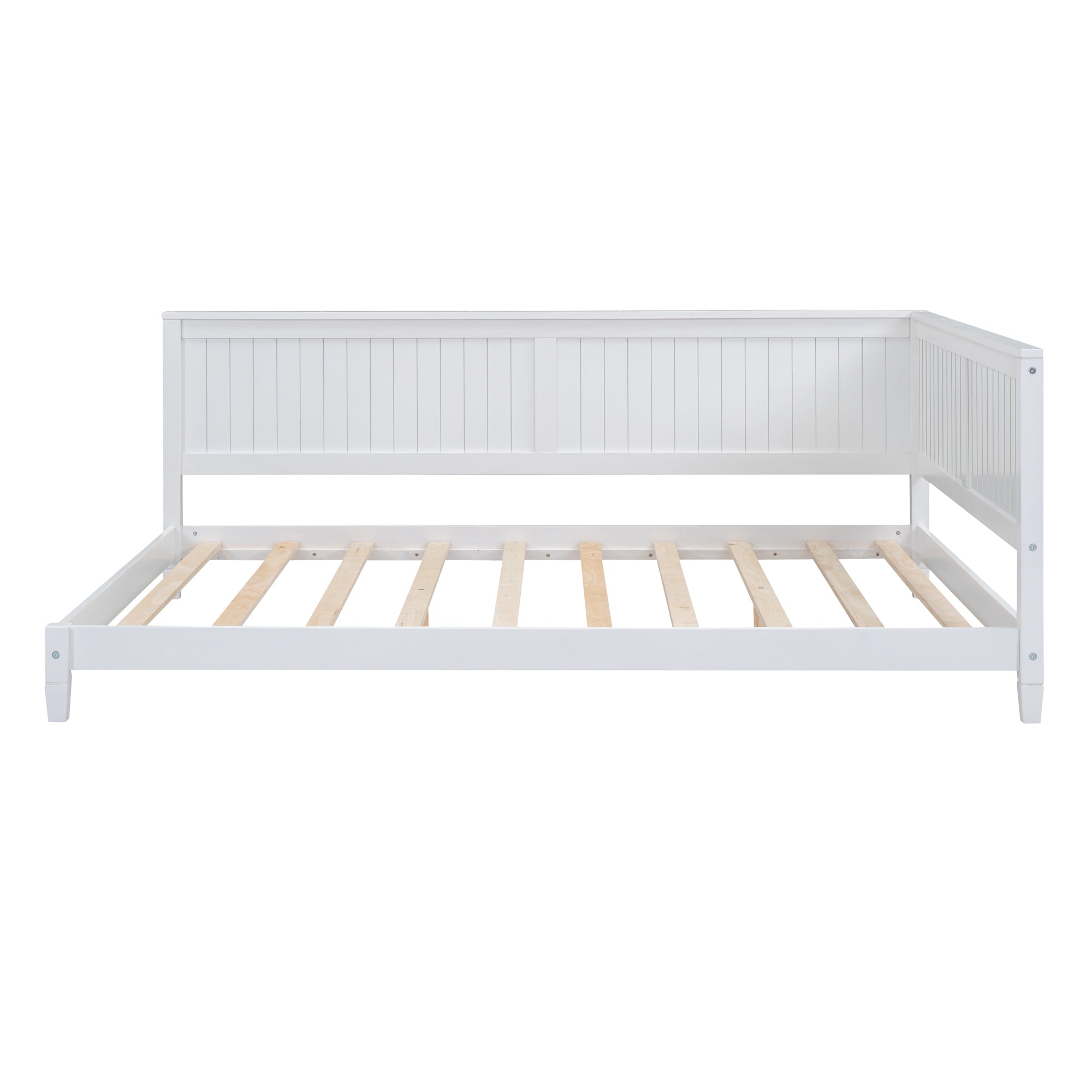 HAOYYE Full Size Wood Daybed/Sofa Bed, White Sturdy Space-Saving Heavy Duty Modern Design Adults Dorm Room Easy Assembly Bedroom Furniture