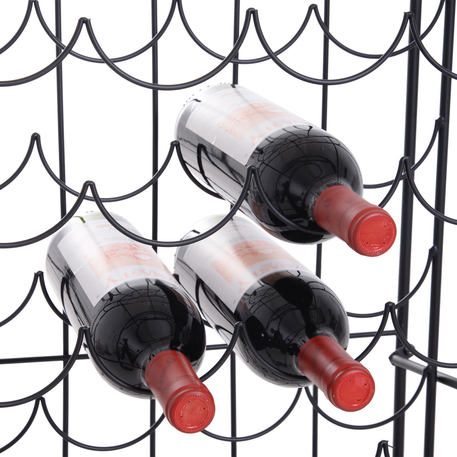 Haoyye Wrought Iron Wine Rack Cabinet with Lock, 35 Bottle Metal Wine Storage Holder with Vintage Scrollwork Design, Sturdy Freestanding Organizer for Kitchen, Dining Room, Home Bar, Space-Saving Modern Black Wine Shelf