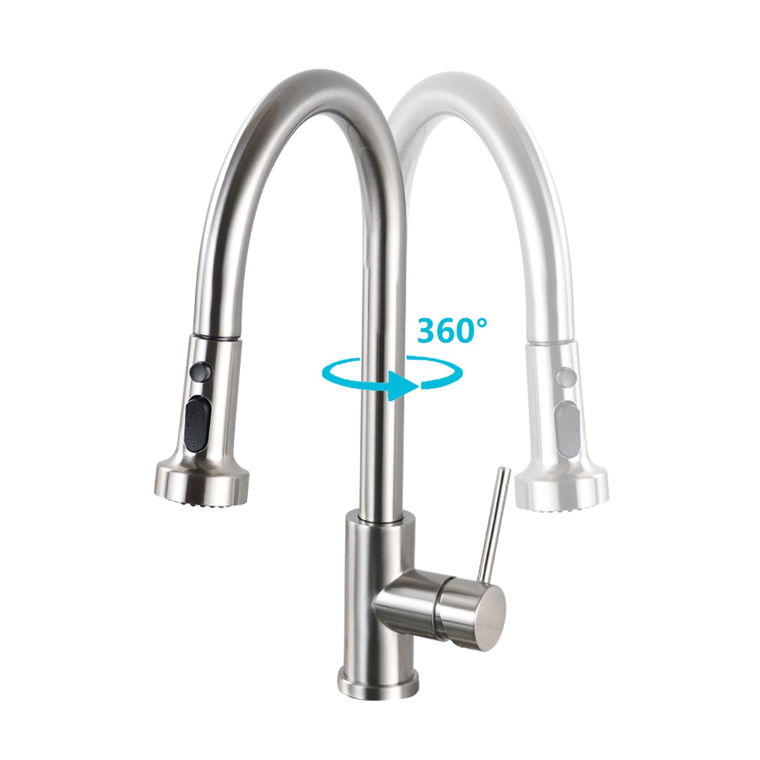 HAOYYE Stainless Steel Pull Down Kitchen Faucet with Soap Dispenser Brushed Nickel Sturdy Space-Saving Heavy Duty Modern Design Adults Dorm Room Easy Assembly Bedroom Furniture
