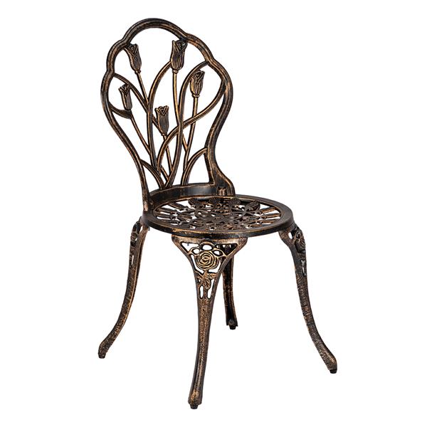 HAOYYE European Style Cast Aluminum Outdoor 3-Piece Tulip Bistro Set, Bronze, Elegant Table and Chairs for Patio, Garden, Porch, or Balcony, Durable and Lightweight, Perfect for Outdoor Dining and Relaxation