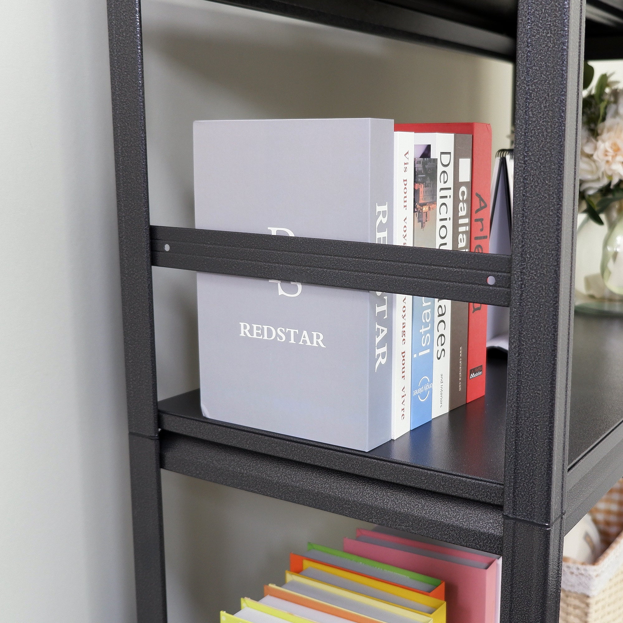 HAOYYE 5-Tier Heavy Duty Metal Storage Shelves, Adjustable Shelving Unit for Kitchen, Garage, Pantry, Office, Sturdy Space-Saving Design, Modern Storage Rack for Home, Dorm Room, and More
