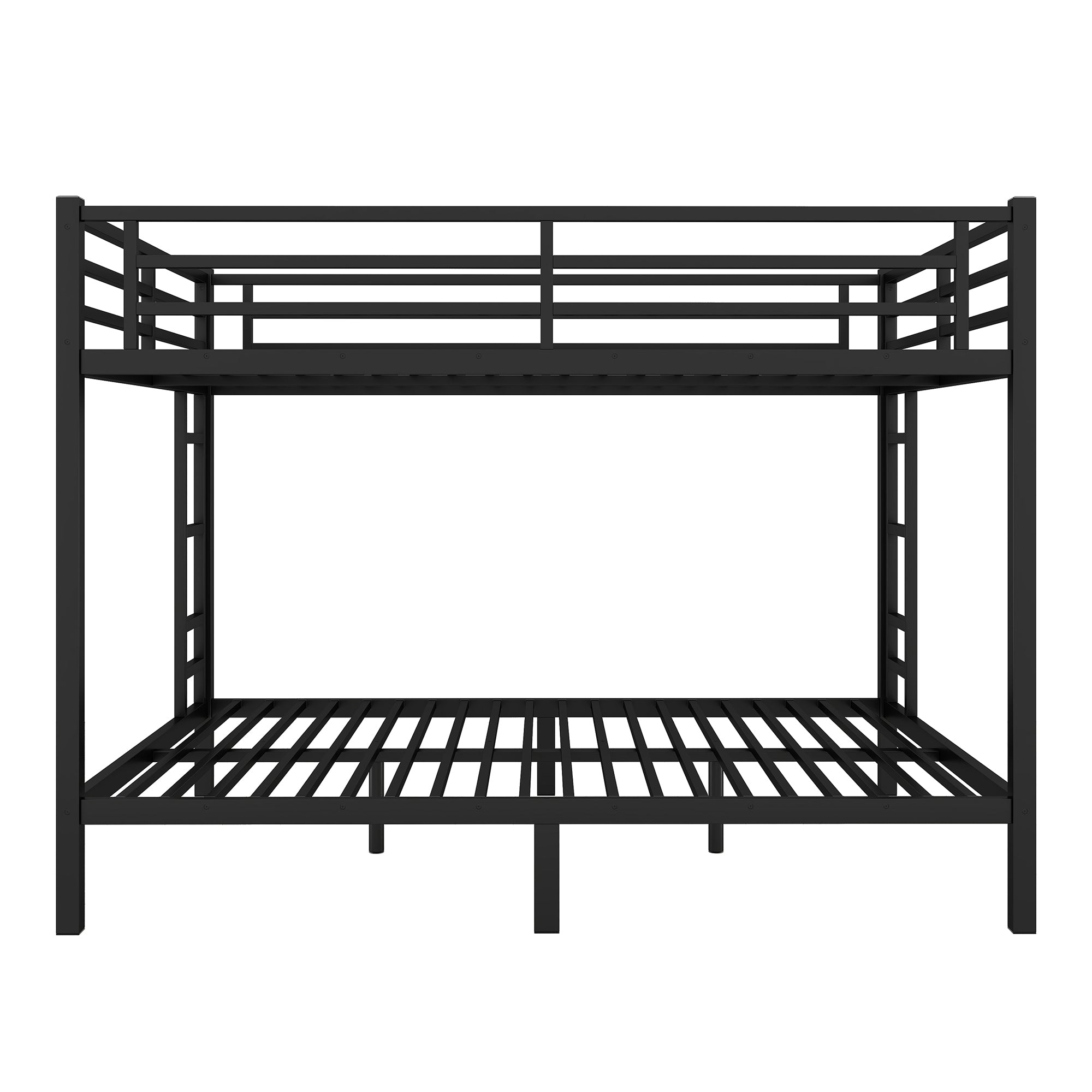 HAOYYE Metal Queen over Queen Bunk Bed for Teens and Adults,Space-Saving/Noise Reduced/No Box Spring Needed, Black Sturdy Heavy Duty Modern Design Dorm Room Easy Assembly Bedroom Furniture