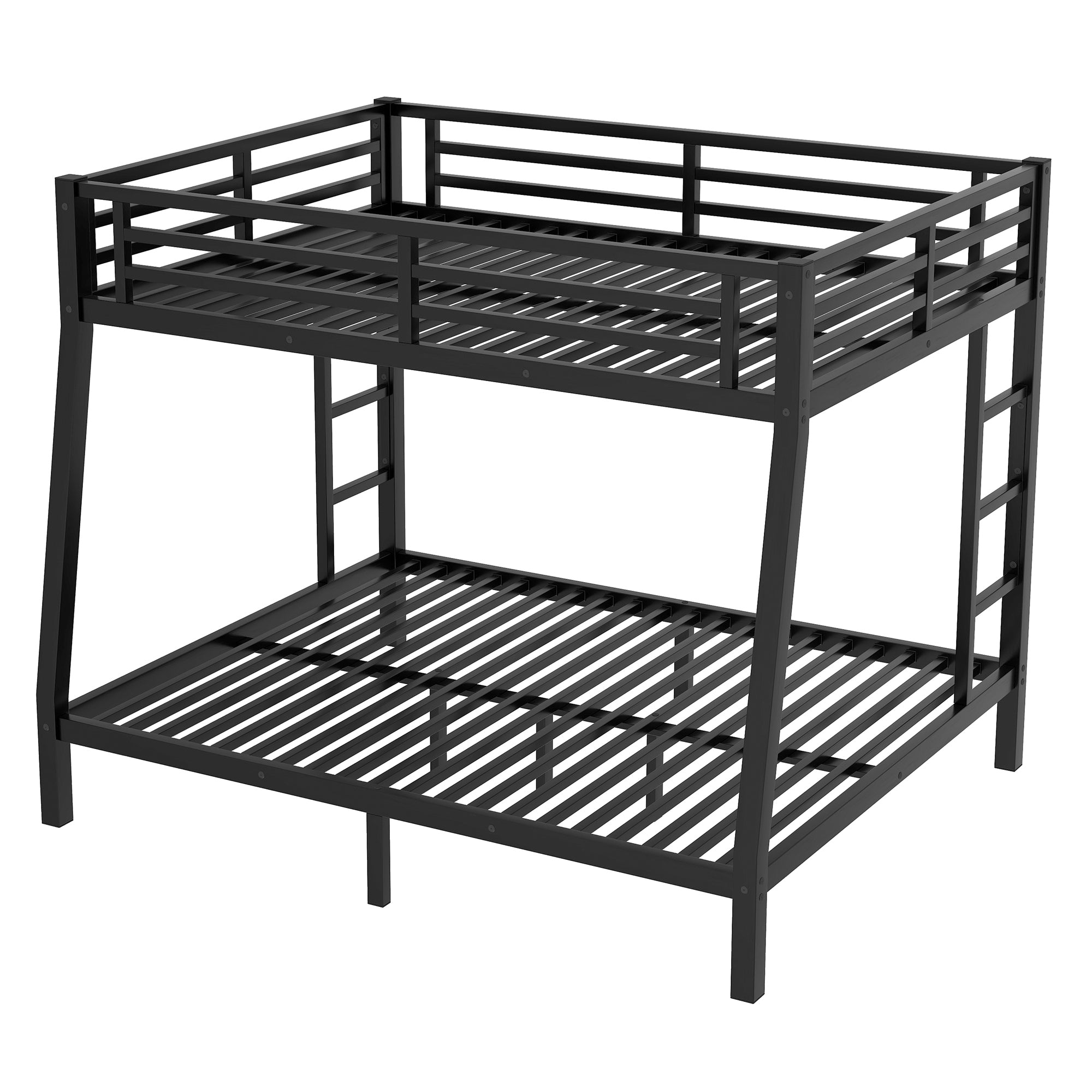 HAOYYE Metal Full XL over Queen Bunk Bed for Teens and Adults,Space-Saving/Noise Reduced/No Box Spring Needed,Black Sturdy Heavy Duty Modern Design Dorm Room Easy Assembly Bedroom Furniture