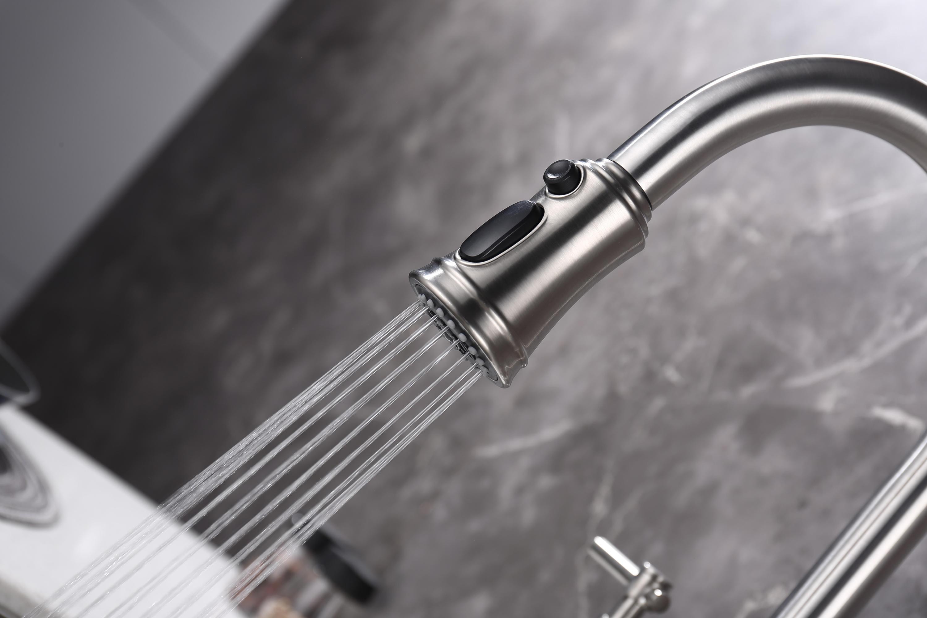 HAOYYE Bridge Kitchen Faucet with Pull-Down Sprayhead in Spot Sturdy Space-Saving Heavy Duty Modern Design Adults Dorm Room Easy Assembly Bedroom Furniture