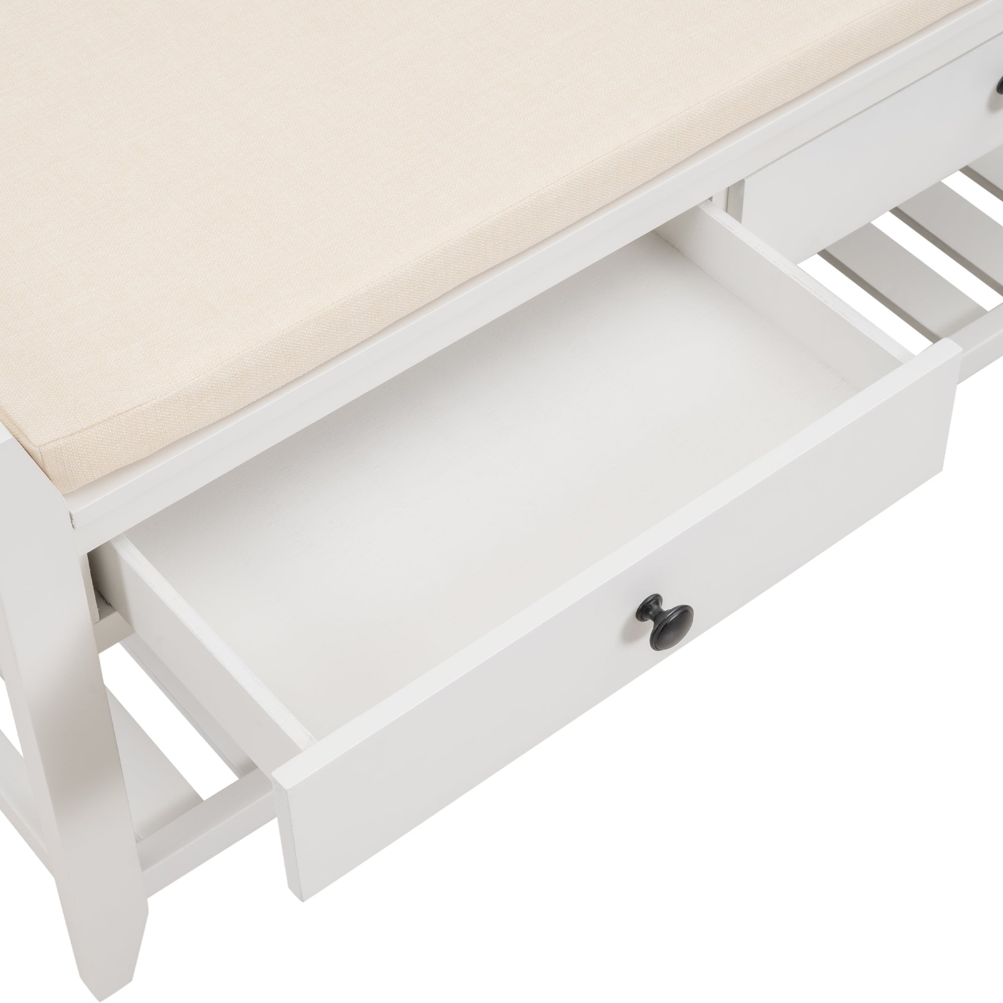 HAOYYE Shoe Rack Bench with Cushioned Seat and Storage Drawers, Versatile White Entryway Storage Bench, Sturdy Space-Saving Design, Heavy Duty Construction, Easy Assembly, Durable Stylish Home Furniture