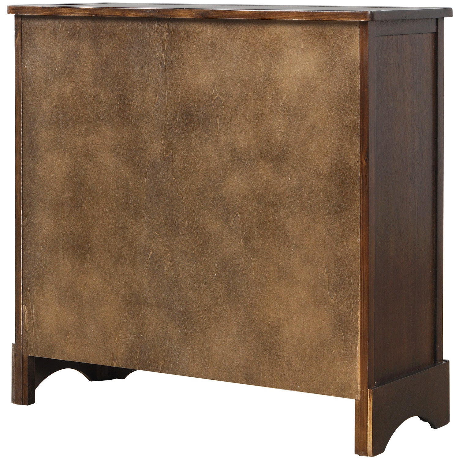 HAOYYE Rustic Storage Cabinet with Two Drawers and Four Classic Rattan Baskets for Dining Room or Living Room, Espresso, Sturdy Space-Saving Design, Heavy Duty Construction, Easy Assembly, Durable and Stylish Home Furniture