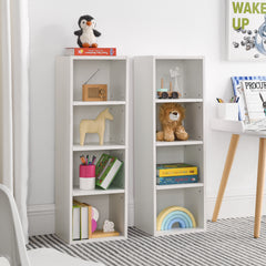 Haoyye 8-Tier Media Tower Rack, CD DVD Slim Storage Cabinet, Adjustable Shelves for Home Office, Multifunctional Double-Decker Bookcase, Sturdy Space-Saving Bookshelf for Tall Narrow Display
