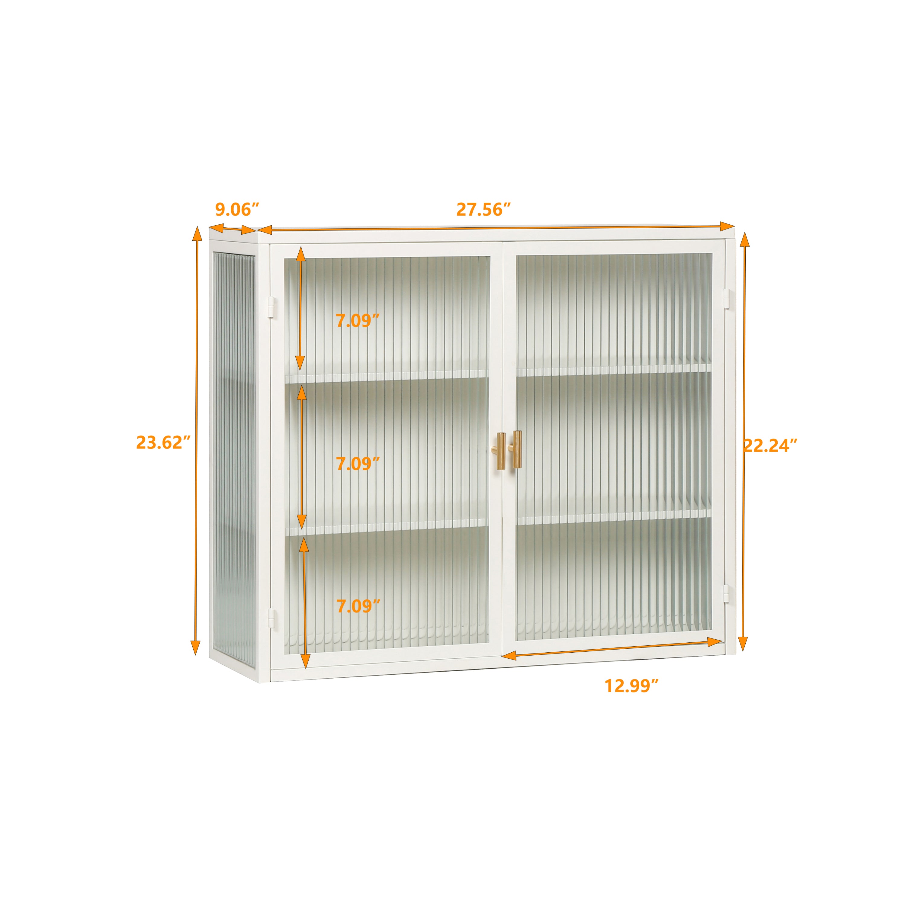 HAOYYE 27.56"Glass Doors Modern Two-door Wall Cabinet with Featuring Three-tier Storage for Entryway Living Room Bathroom Dining Room,White Sturdy Space-Saving Heavy Duty Modern Design Adults Dorm Room