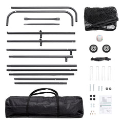 HAOYYE L-Shaped Baseball Pitching Net Black with Wheels, Portable Heavy-Duty Batting Cage Screen for Training, Easy Assembly with Carry Bag, Ideal for Backyard and League Use