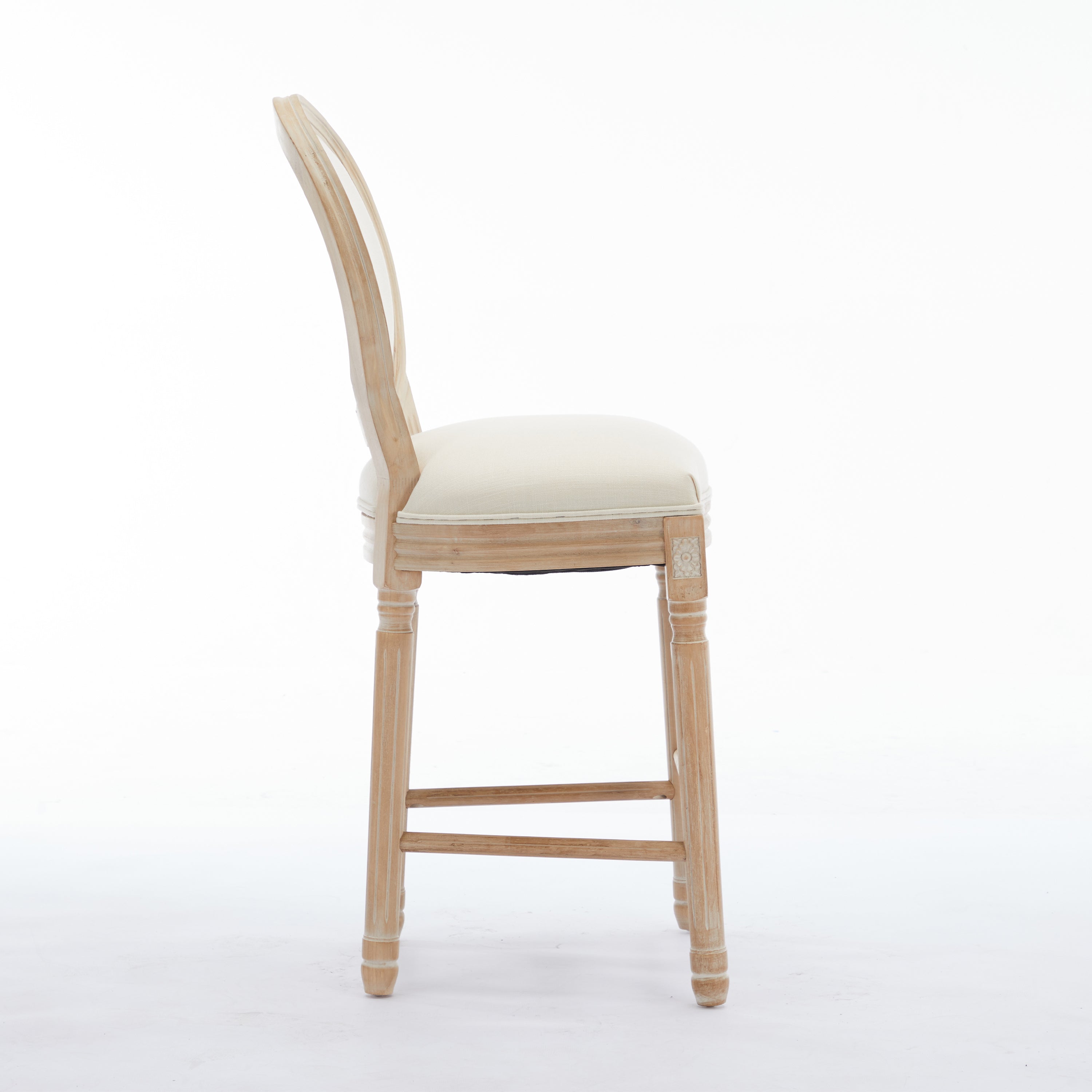 HAOYYE Solid Wood Bar stools Set of 2, Classic French Country Wooden Barstools with Upholstered Seating Sturdy Space-Saving Heavy Duty Modern Design Adults Dorm Room Easy Assembly Bedroom Furniture