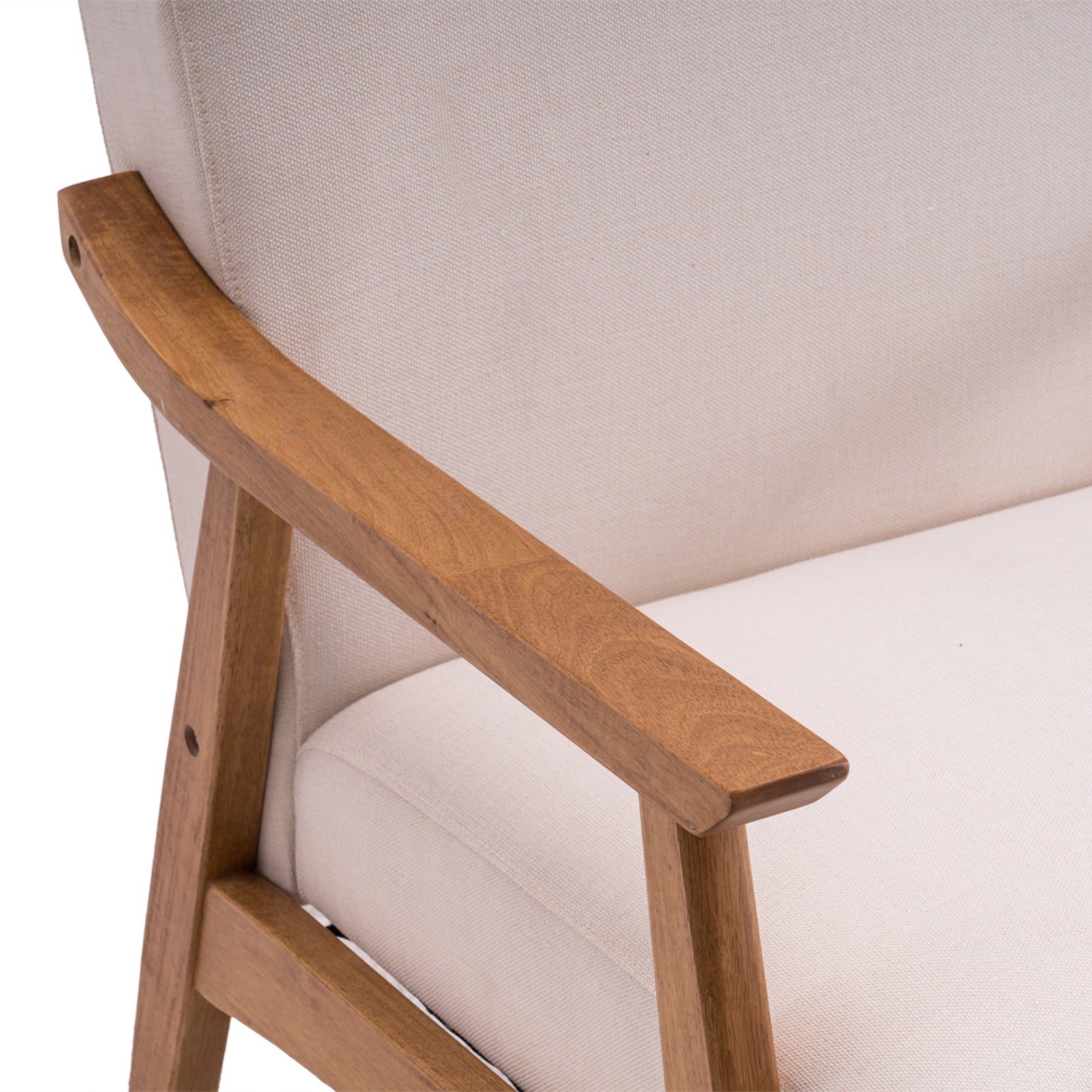 HAOYYE Solid Wood Retro Single Sofa Chair With Comfortable Backrest, Simple Elegant Design, Durable Frame, Beige Upholstery, Stylish Living Room Accent Chair, Perfect For Home And Office Seating