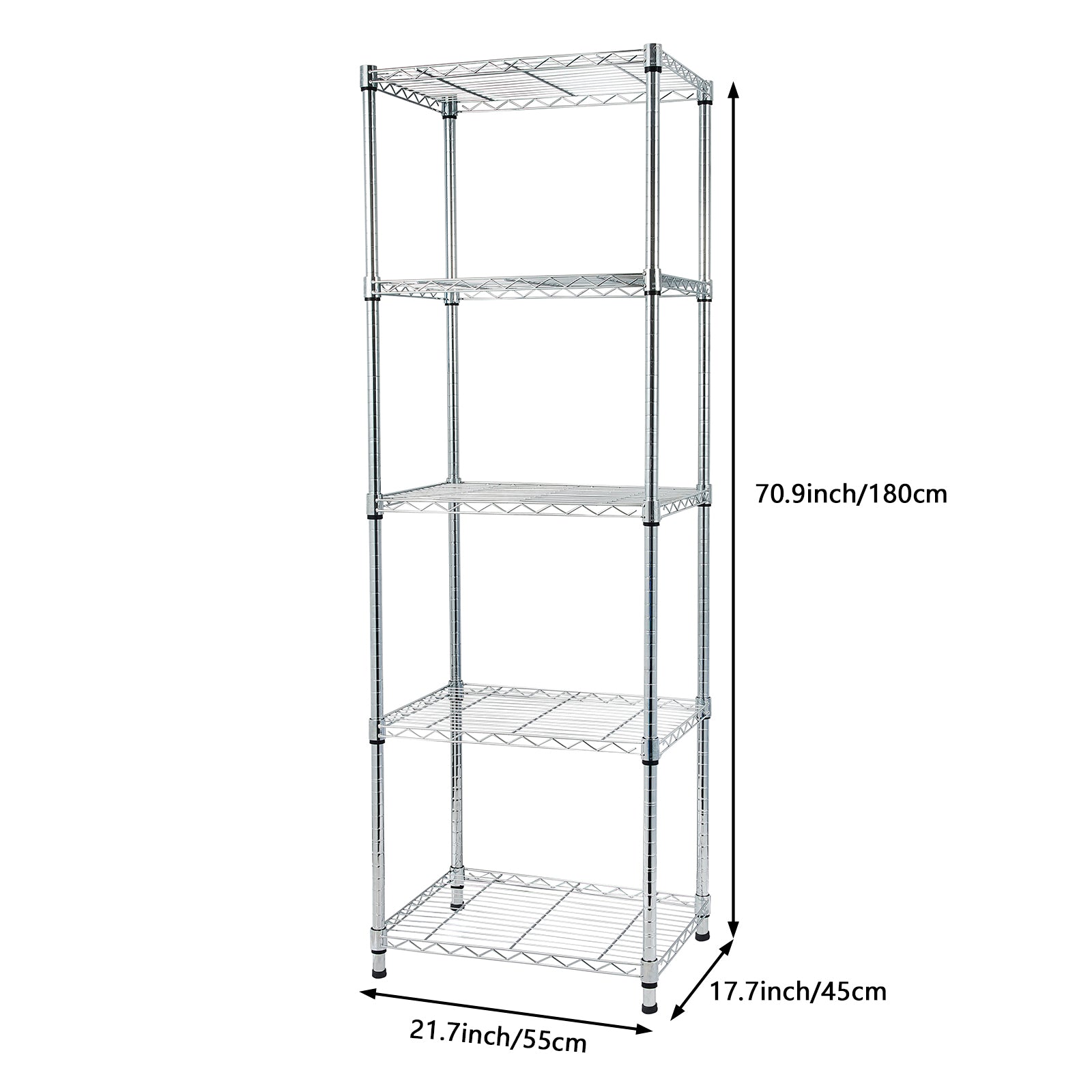 HAOYYE 5-Tier Chrome Shelving Unit, Soft Cozy Warm Flannel Fleece Home Decor, Luxury Comfortable Unique Design, Premium Quality Decorative Storage Organizer for Home Office Garage or Kitchen, Sturdy and Stylish Space-Saving Shelf
