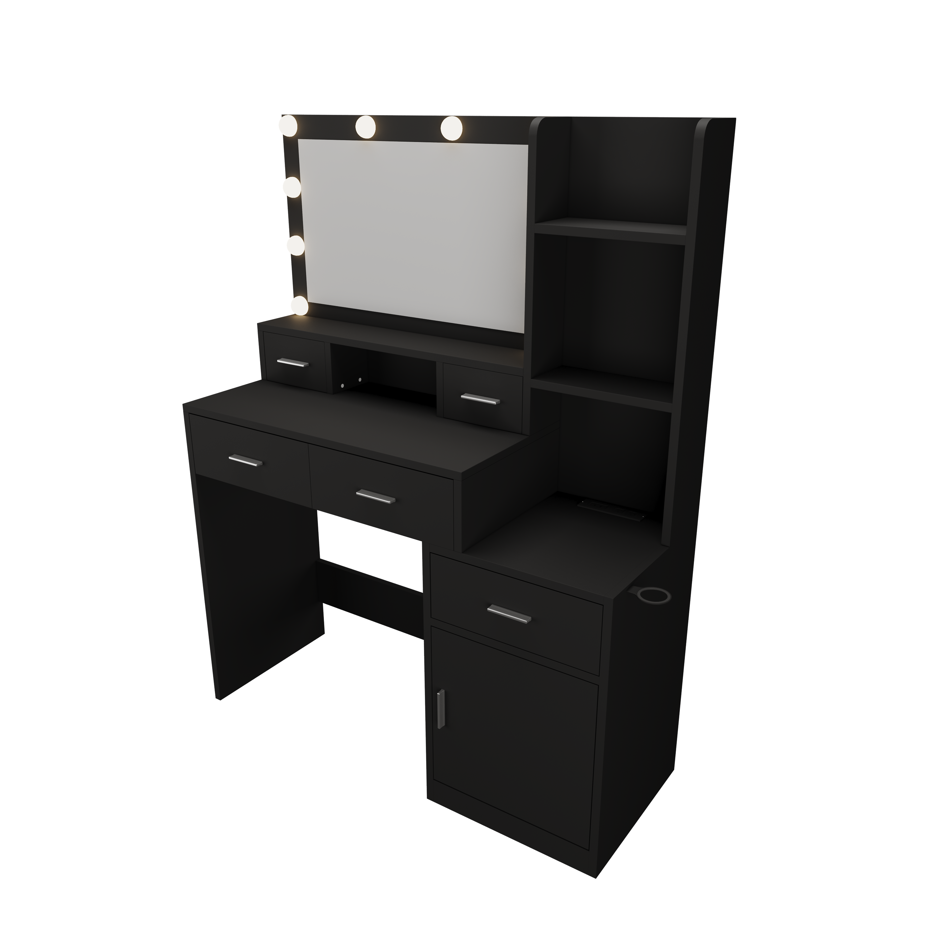 HAOYYE Smart Mirror Dressing Table with Drawers and Storage Cabinet, Modern Vanity Table with Soft Dressing Pad for Bedroom, Sturdy Space-Saving Heavy Duty Construction, Ideal for Adults