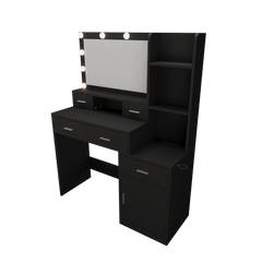 HAOYYE Smart Mirror Dressing Table with Drawers and Storage Cabinet, Modern Vanity Table with Soft Dressing Pad for Bedroom, Sturdy Space-Saving Heavy Duty Construction, Ideal for Adults