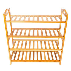 HAOYYE 4-Tier Bamboo Shoe Rack with 12 Slats, Natural Wood Color Storage Organizer for Entryway Hallway Closet, Space-Saving Freestanding Shelf for Shoes, Plants, or Accessories, Easy to Assemble