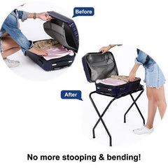 HAOYYE Portable Metal Luggage Rack Black Soft Cozy Warm Flannel Fleece Home Decor Luxury Comfortable Unique Design Premium Quality Decorative Stylish Hotel Luggage Rack for Bedroom Living Room Travel Storage Solutions