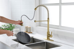 HAOYYE Kitchen Faucet with Pull Out Spraye Sturdy Space-Saving Heavy Duty Modern Design Adults Dorm Room Easy Assembly Bedroom Furniture