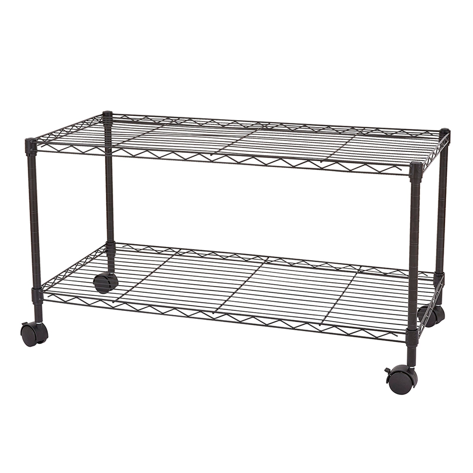 HAOYYE Black 2-Shelf Rolling Media Cart – Durable Steel Cart With Locking Wheels, Sleek Modern Design, Ideal For AV Equipment, Electronics, Kitchen, Office, And Home Use – Easy Assembly, Space-Saving, Adjustable Shelves.