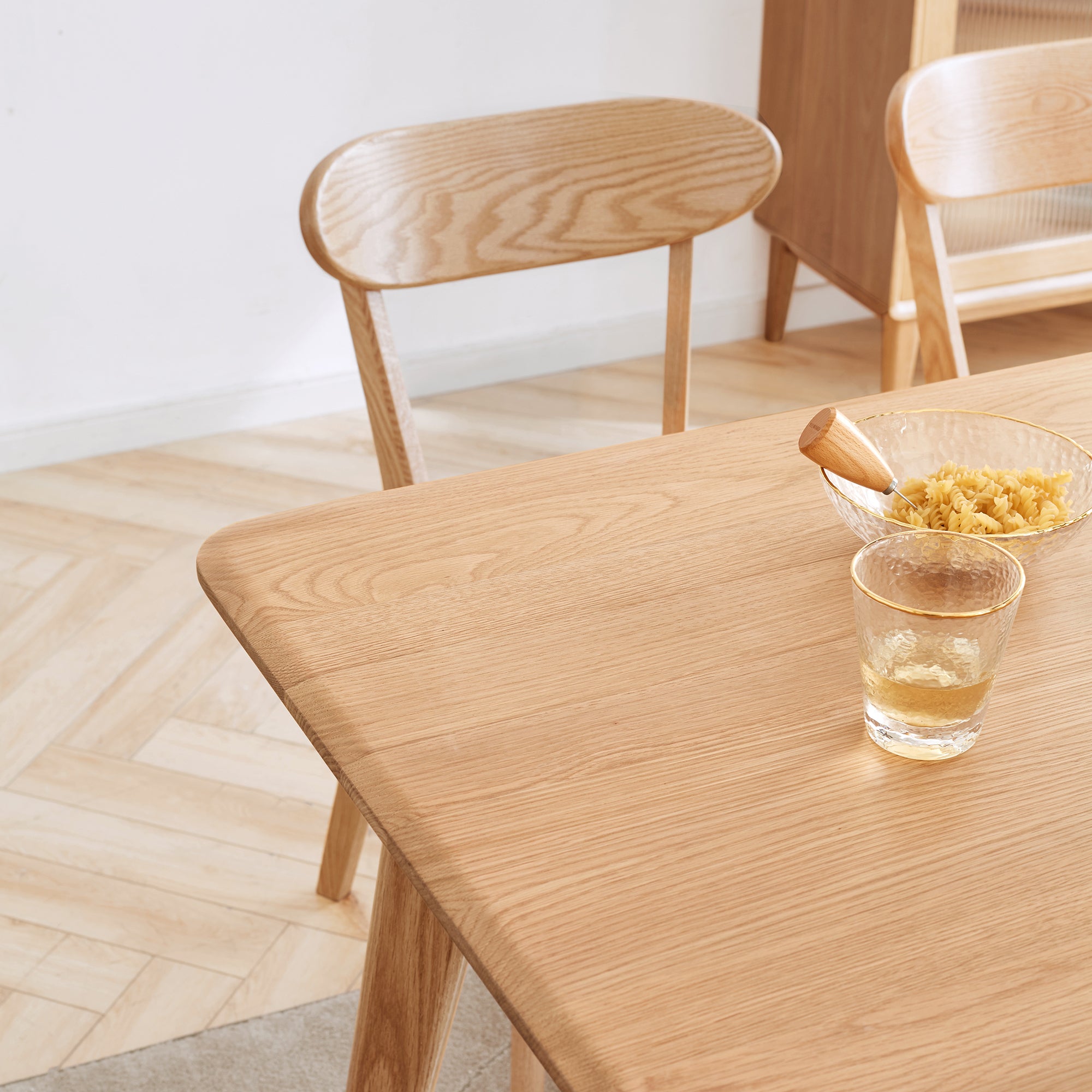HAOYYE Dining chair wooden FAS grade oak natural wood made in North America 100% dirt-free wood chair solid chair table chair wooden living room chair simple and natural Sturdy Space-Saving