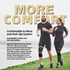 HAOYYE Copper Knee Brace for Pain Relief and Support for Men Women Ideal for Arthritis Joint Recovery ACL Meniscus Tear Injury Compression Sleeve for Running Weightlifting Work Gym Hiking Sports