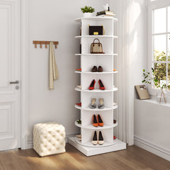 HAOYYE new 360 Rotating shoe cabinet 7 layers Holds Up to 28 Paris of Shoes Sturdy Space-Saving Heavy Duty Modern Design Adults Dorm Room Easy Assembly Bedroom Furniture