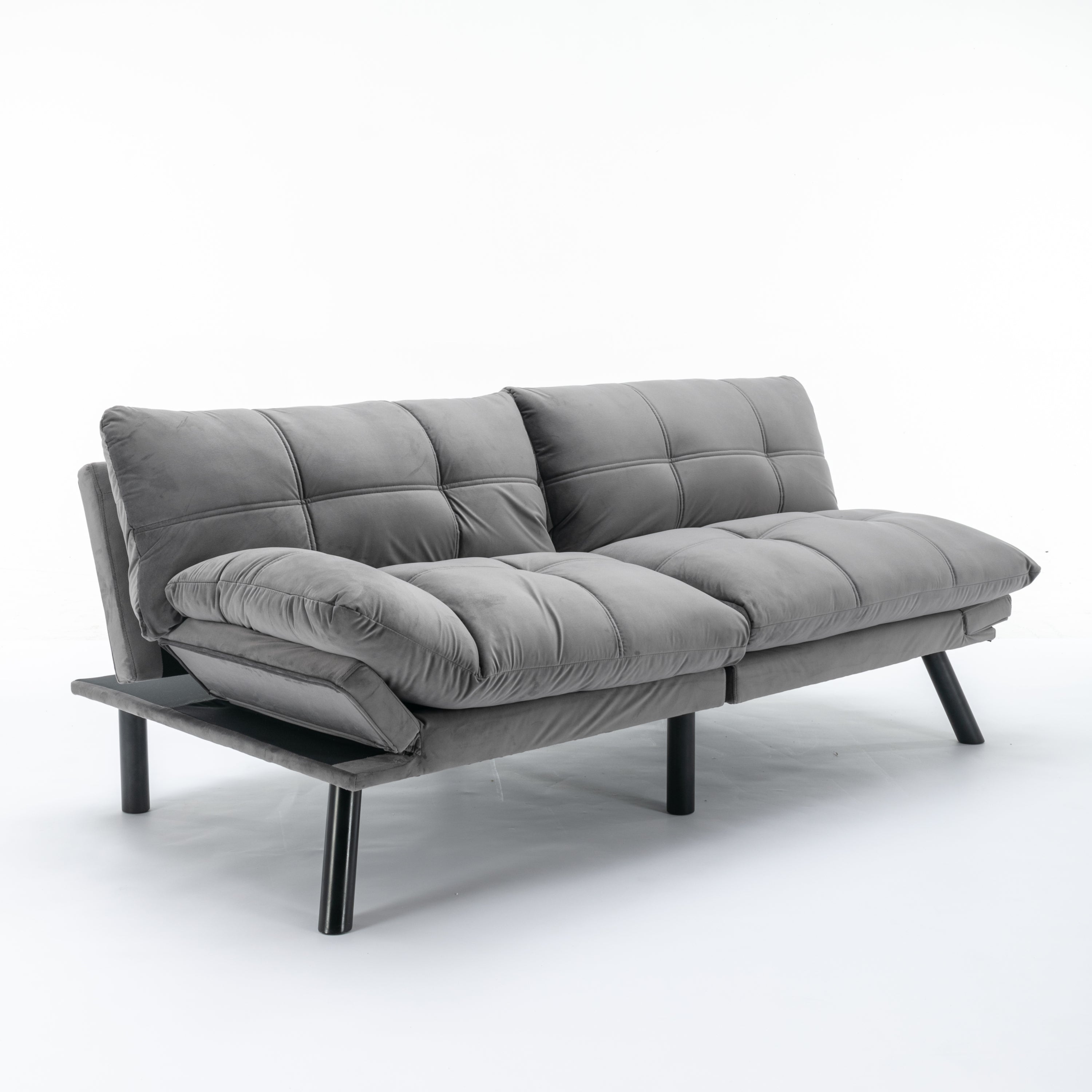 HAOYYE Light Grey Convertible Folding Modern sofa Bed Sturdy Space-Saving Heavy Duty Modern Design Adults Dorm Room Easy Assembly Bedroom Furniture