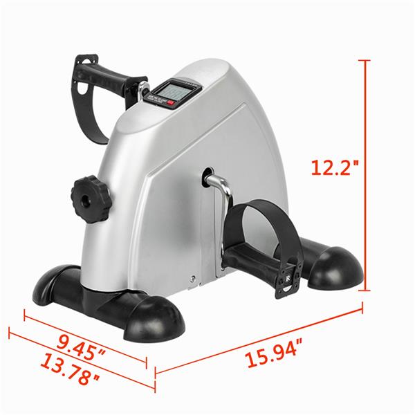 HAOYYE Mini Exercise Bike for Home Use Hands and Feet Trainer Pedal Exerciser Machine Portable Under Desk Fitness Cycle for Arm and Leg Workout with LCD Display Non Slip Base Silver Color