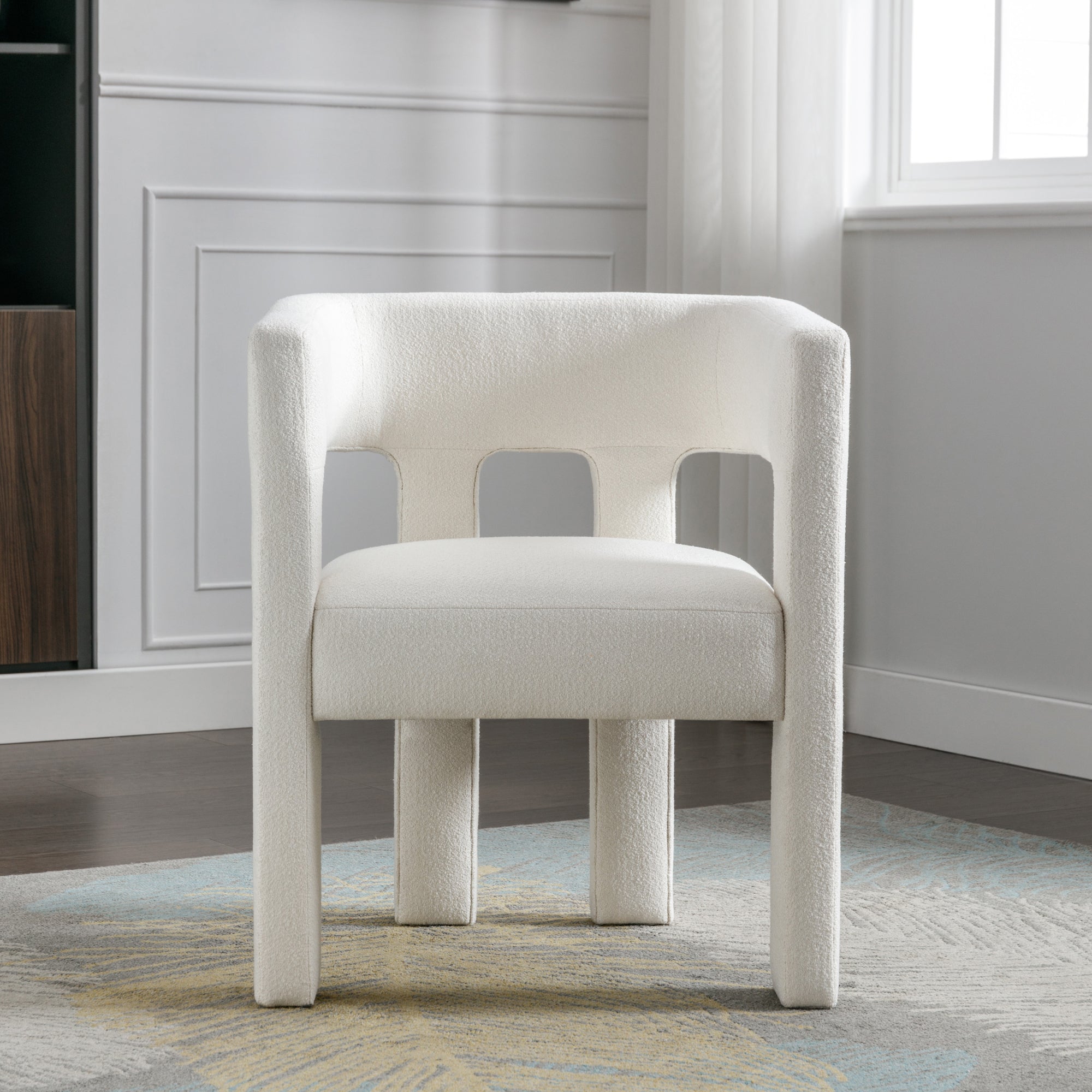 HAOYYE Contemporary Designed Fabric Upholstered Accent Chair Dining Chair for Living Room, Bedroom, Dining Room, Beige Sturdy Space-Saving Heavy Duty Modern Design Adults Dorm Room Easy Assembly