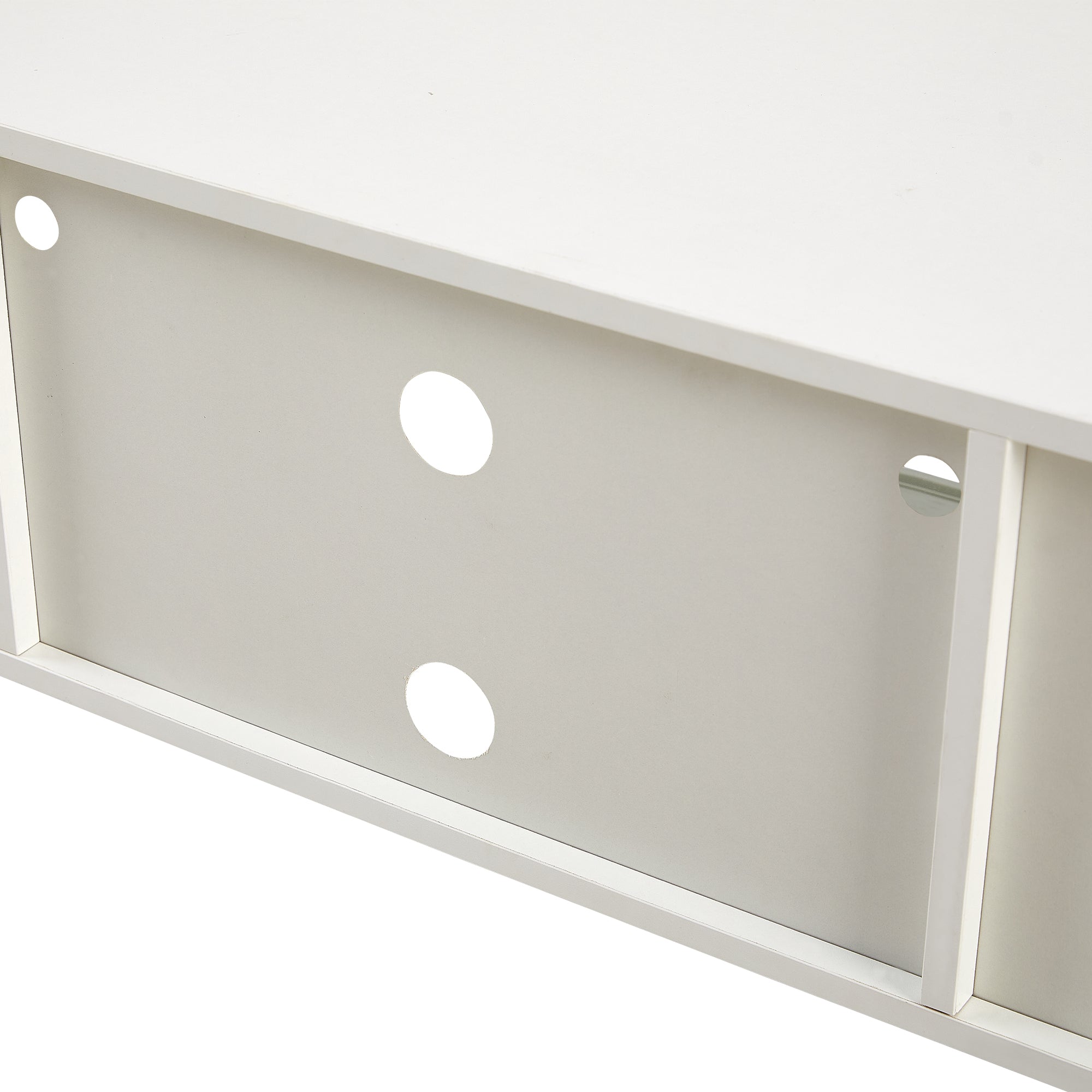 HAOYYE Rattan TV Cabinet with Adjustable Shelf and Variable Color Light Strip, Double Sliding Doors for Storage, Metal Legs, Durable and Space-Saving, Modern TV Console for Living Room, White