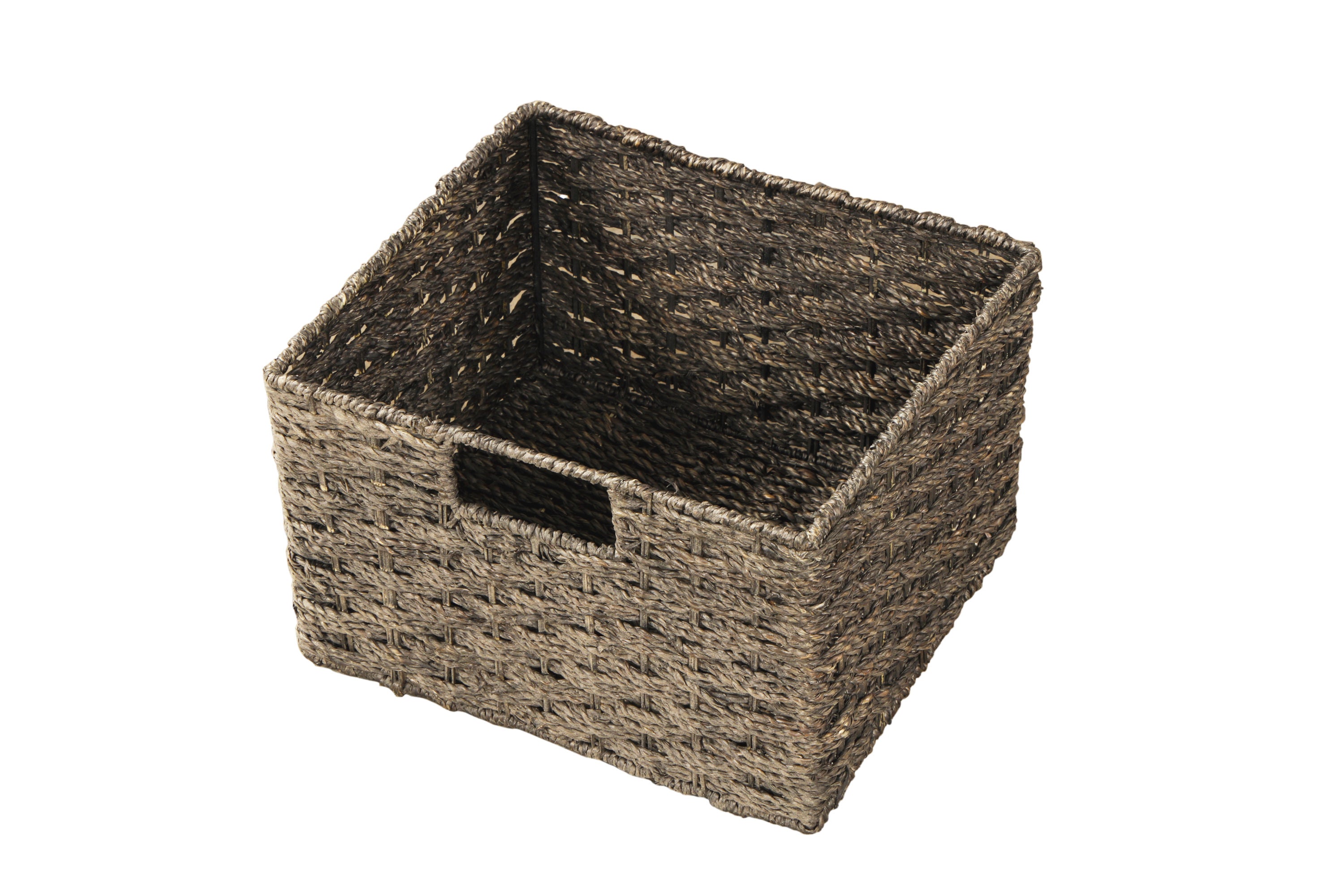 HAOYYE Rustic Storage Cabinet with Two Drawers and Four Classic Rattan Baskets for Dining Room or Living Room, Espresso, Sturdy Space-Saving Design, Heavy Duty Construction, Easy Assembly, Durable and Stylish Home Furniture