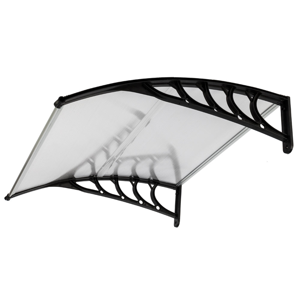 HAOYYE Black Door and Window Rain Cover Eaves Canopy, Durable ABS and Polycarbonate Construction with Aluminum Brackets, Easy to Install and Remove, Washable and Quick Dry, Perfect for Home Exterior Decoration and Weather Protection
