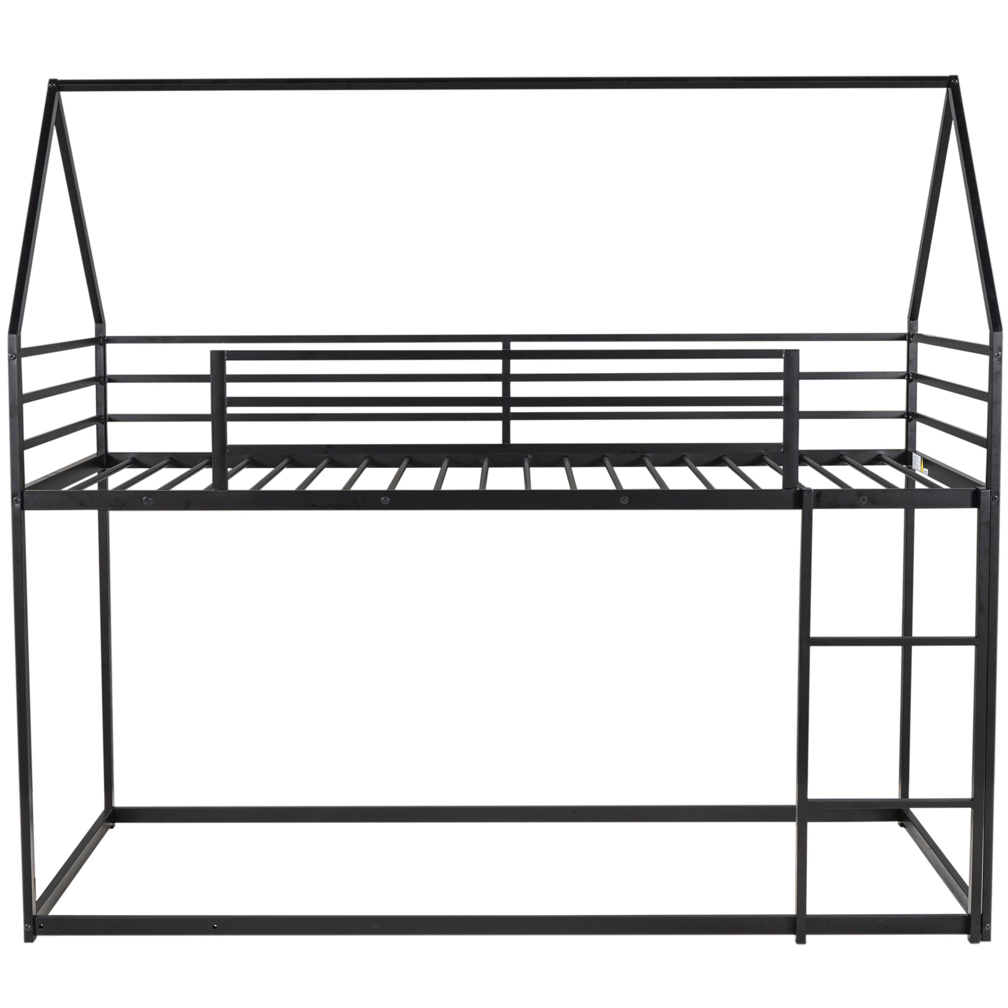 HAOYYE Twin over Twin House Bunk Bed with Built-in Ladder,Black Sturdy Space-Saving Heavy Duty Modern Design Adults Dorm Room Easy Assembly Bedroom Furniture