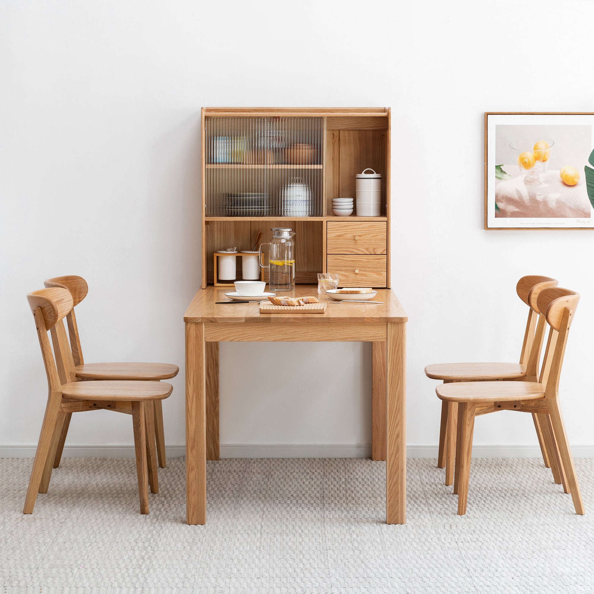 HAOYYE Dining chair wooden FAS grade oak natural wood made in North America 100% dirt-free wood chair solid chair table chair wooden living room chair simple and natural Sturdy Space-Saving