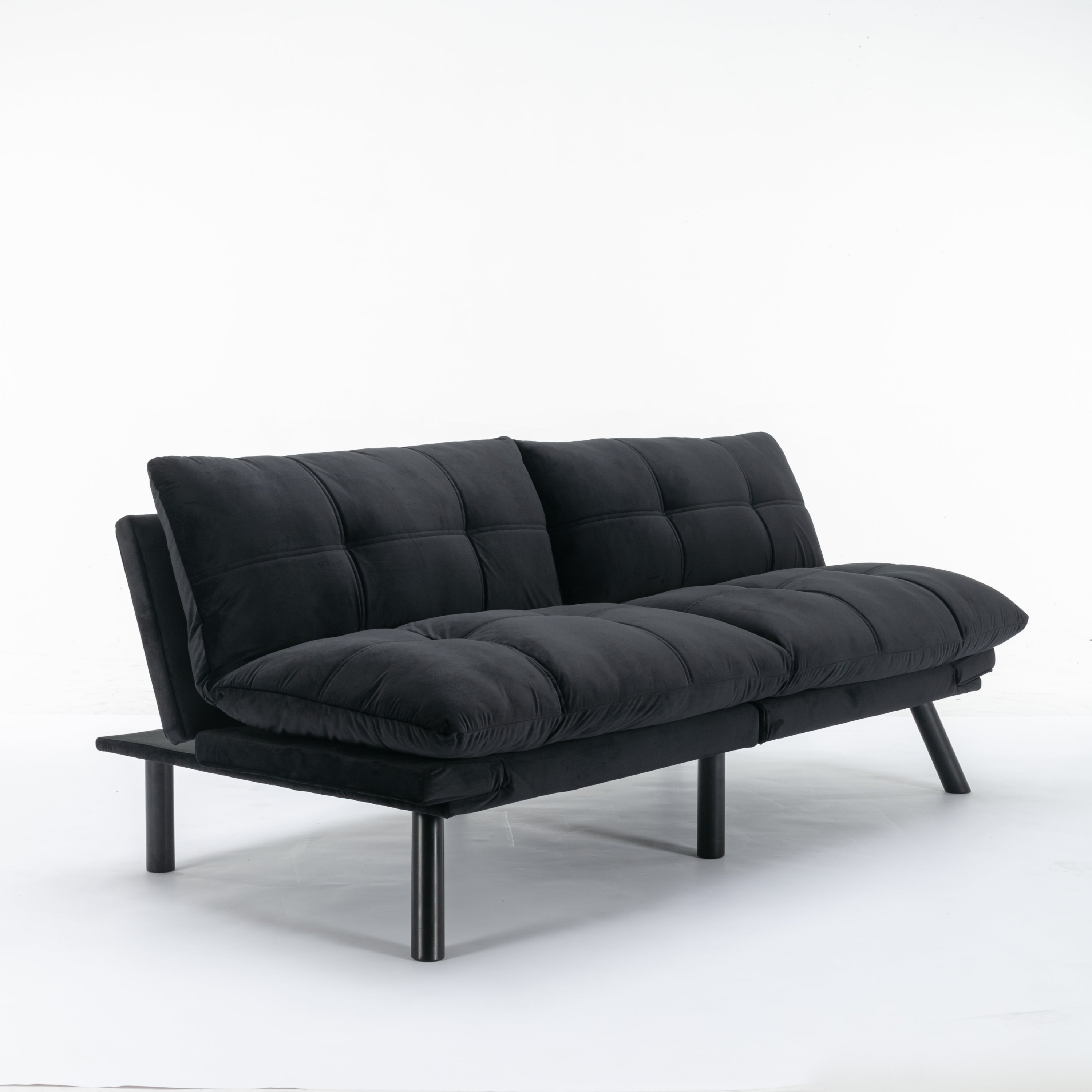 HAOYYE Black Convertible Folding Modern Sofa Bed, Sturdy Space-Saving Heavy Duty Design for Adults Dorm Room Easy Assembly Bedroom Furniture