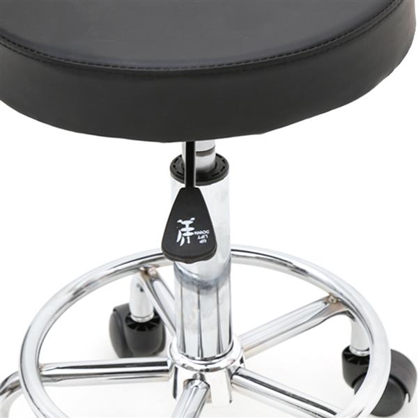 HAOYYE Round Shape Adjustable Salon Stool with Back Black, Swivel Rolling Stool with Comfortable Seat and Backrest, Height Adjustable Task Chair for Spa Salon Office Studio Makeup Room