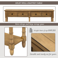 HAOYYE Console Table, Sofa Table with Two Storage Drawers and Bottom Shelf for Living Room or Entryway, Old Pine, Sturdy Space-Saving Design, Heavy Duty Construction, Easy Assembly, Durable and Stylish Home Furniture