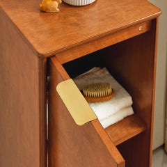 HAOYYE Modern Bathroom Floor Cabinet And Linen Cabinet With Adjustable Shelves And Antique Brass Finish, Sturdy Heavy Duty Storage For Home, Dorm And Bedroom, Versatile Design And Easy Assembly