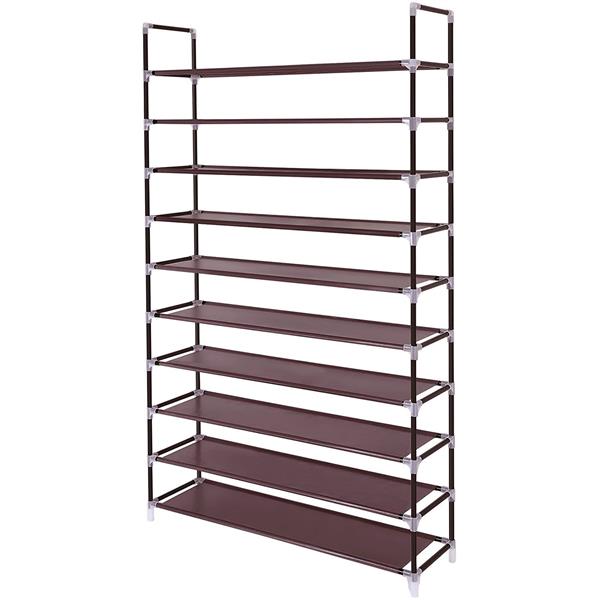 HAOYYE 10-Tier Non-Woven Fabric Shoe Rack, Simple Assembly, Durable and Space-Saving Organizer, Stylish Home Storage Solution