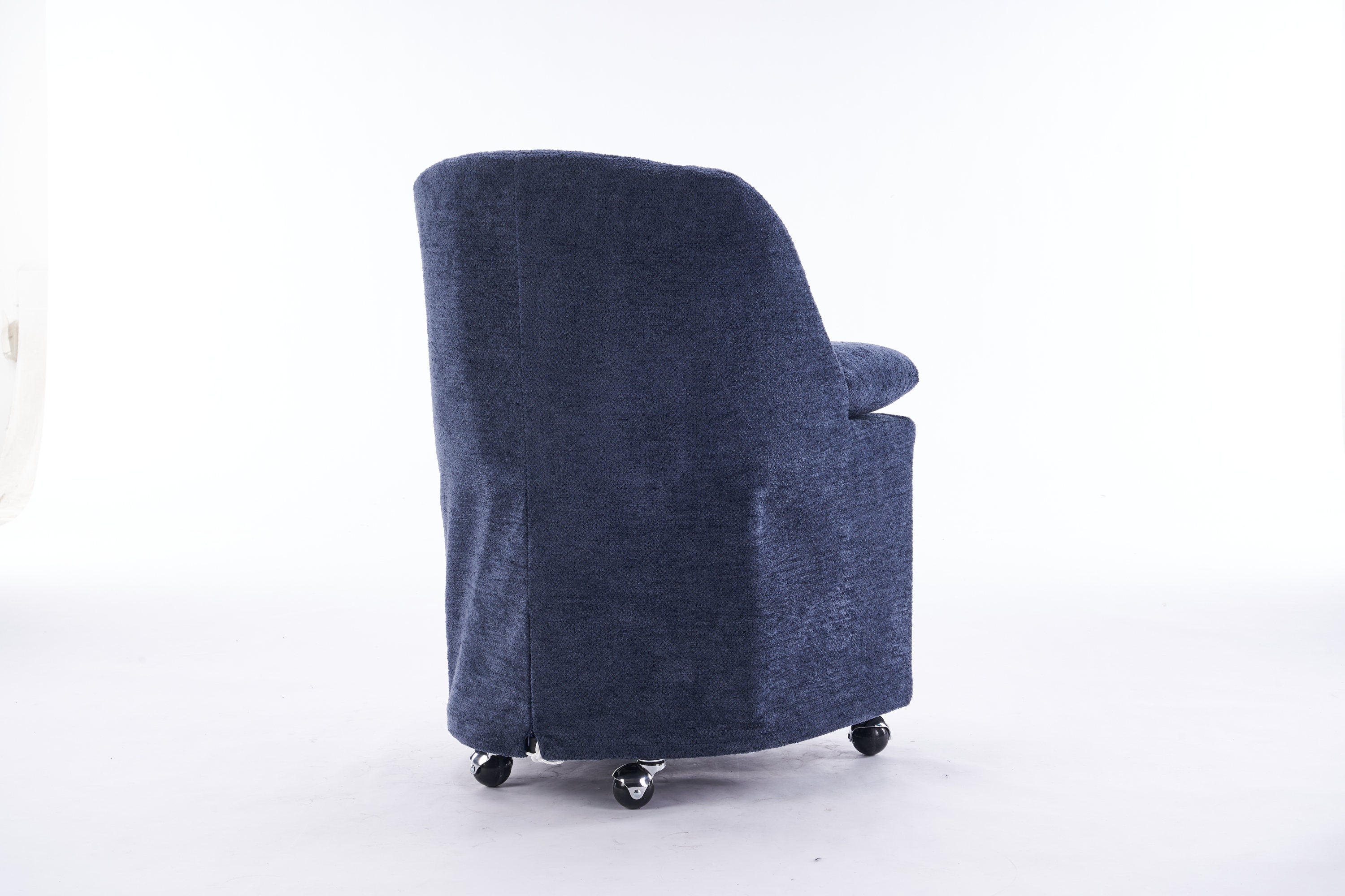 HAOYYE 058-Set of 2 Chenille Fabric Dining Chairs With Universal Wheels,Blue Sturdy Space-Saving Heavy Duty Modern Design Adults Dorm Room Easy Assembly Bedroom Furniture