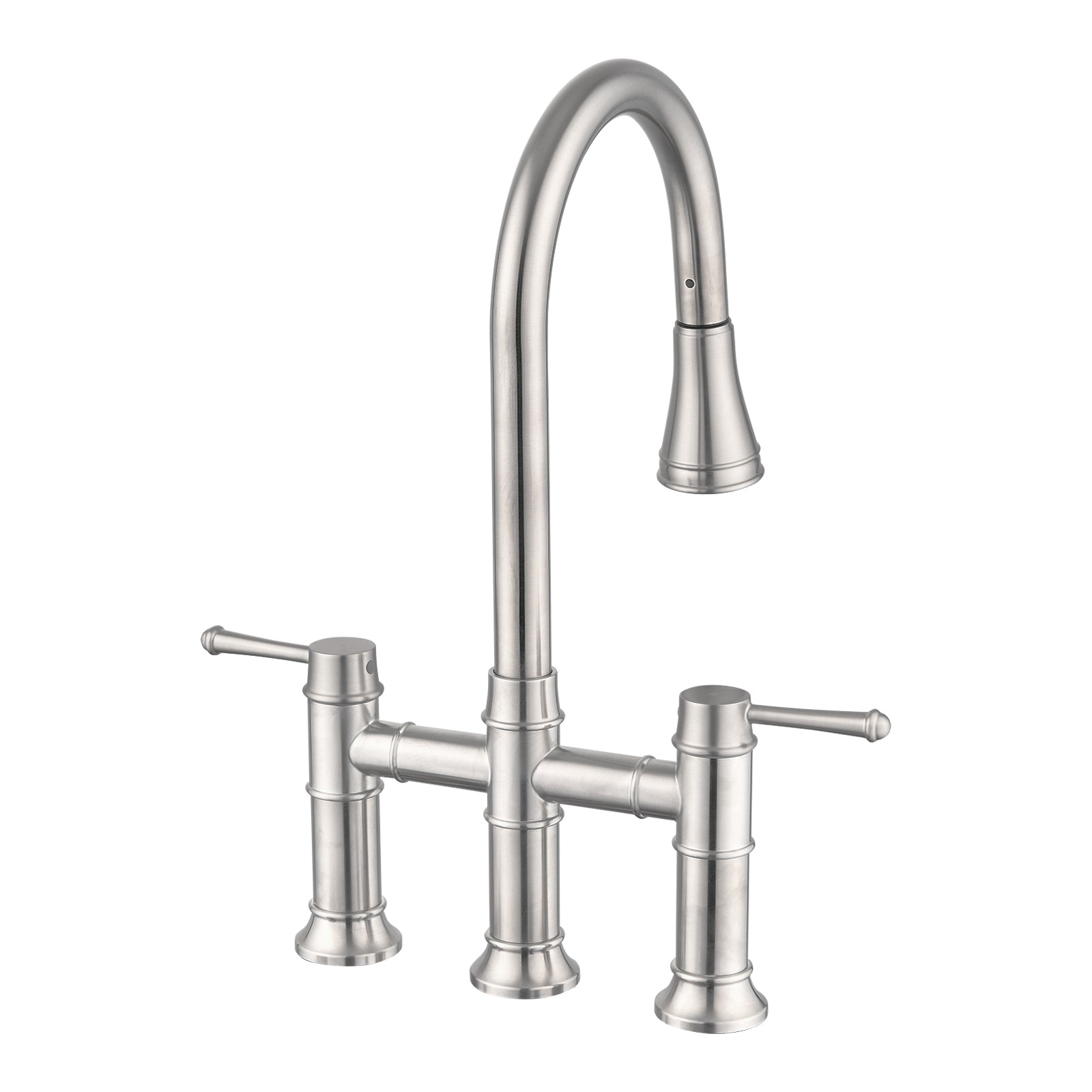 HAOYYE Double Handle Bridge Kitchen Faucet With Pull-Down Spray Head Sturdy Space-Saving Heavy Duty Modern Design Adults Dorm Room Easy Assembly Bedroom Furniture