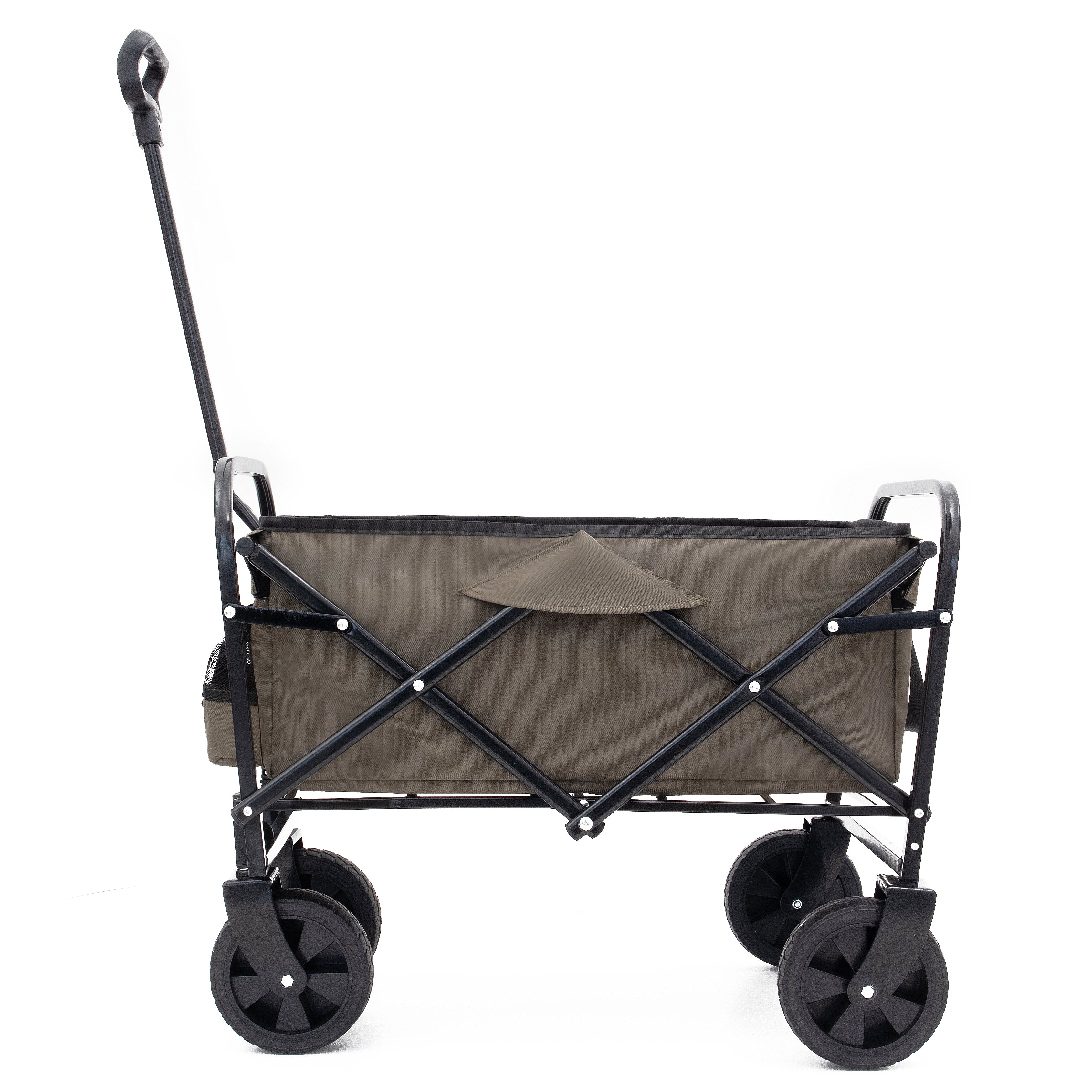 HAOYYE Multi-Use Collapsible Foldable Wagon Cart with Heavy Duty Frame, Utility Wagon for Camping and Grocery Shopping, Includes 3-Piece Plastic Liner Bag and Cover, Durable Beach Cart in Olive Green