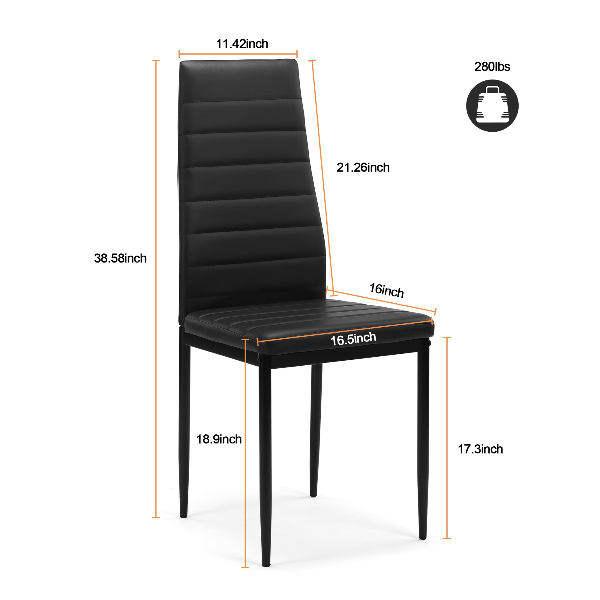 Haoyye Dining Chair Set of 4, Modern PU Leather Upholstered Chairs with Comfortable Cushioned Seats, Sturdy and Space-Saving Dining Room Chairs for Kitchen, Apartment, or Small Dining Area, Easy Assembly, Black