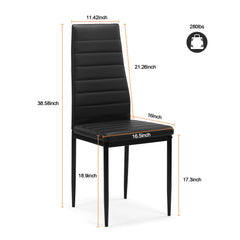 Haoyye Dining Chair Set of 4, Modern PU Leather Upholstered Chairs with Comfortable Cushioned Seats, Sturdy and Space-Saving Dining Room Chairs for Kitchen, Apartment, or Small Dining Area, Easy Assembly, Black