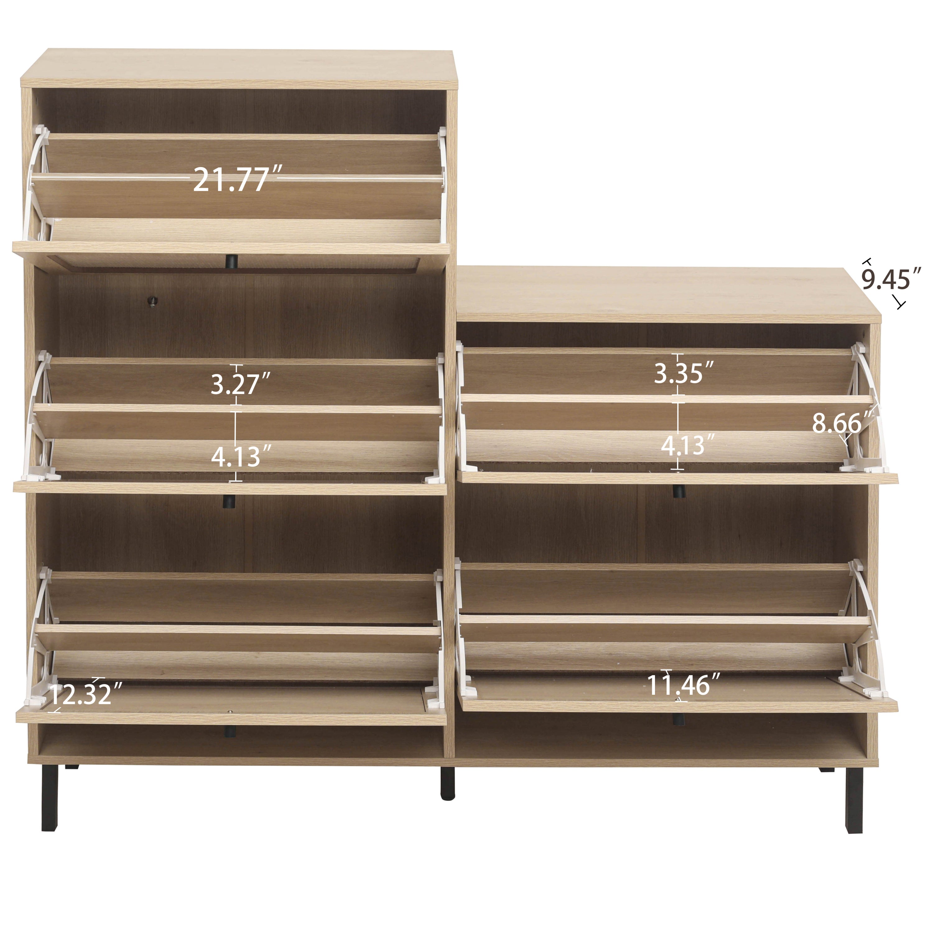 HAOYYE Rattan 5 Door Shoe Rack, Freestanding Modern Shoe Storage Cabinet, for Entryway Sturdy Space-Saving Heavy Duty Modern Design Easy Assembly Durable Stylish Home Furniture Versatile