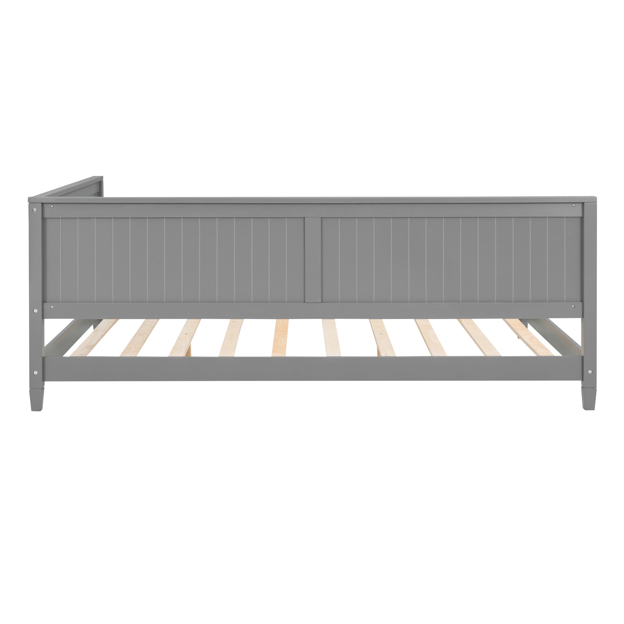 HAOYYE Full Size Wood Daybed/Sofa Bed, Gray Sturdy Space-Saving Heavy Duty Modern Design Adults Dorm Room Easy Assembly Bedroom Furniture