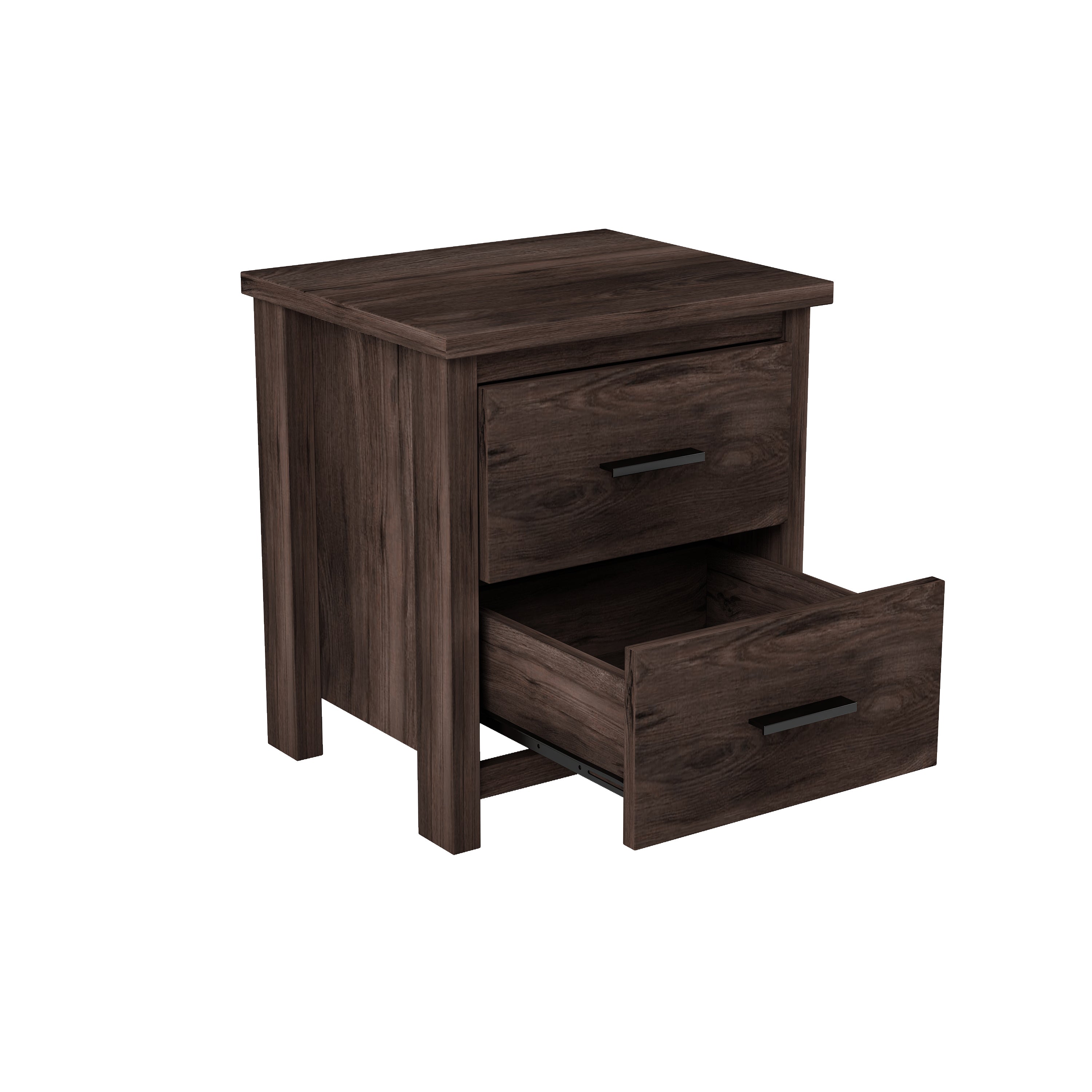 HAOYYE Vintage Nightstand with Two Drawers, Dark Walnut Sturdy Space-Saving Design, Heavy Duty Modern Bedroom Furniture for Adults, Easy Assembly