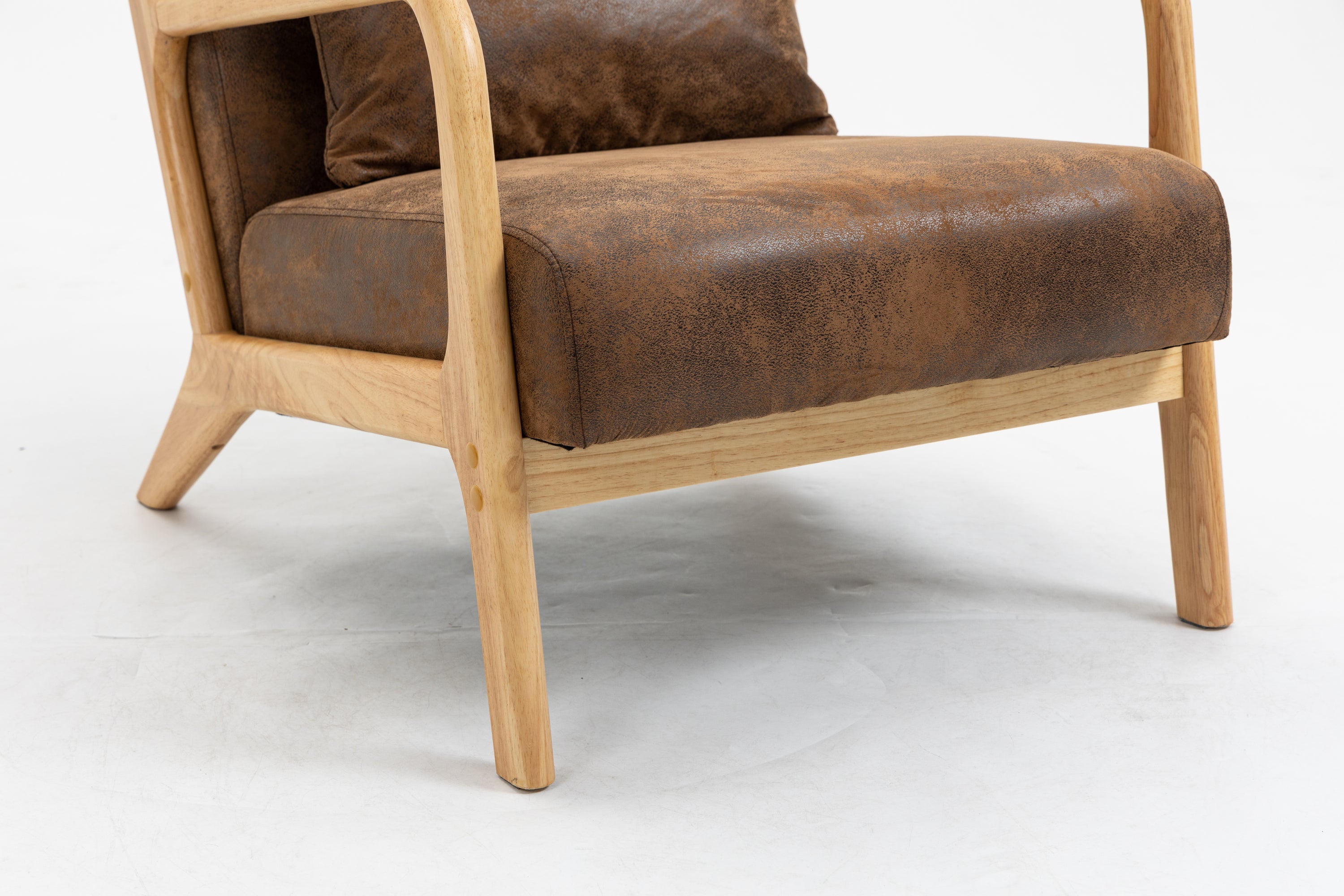 HAOYYE Mid Century Modern Accent Chair with Wood Frame, Upholstered Living Room Chairs with Waist Cushion, Reading Armchair for Bedroom Sunroom Sturdy Space-Saving Heavy Duty Modern Design Adults